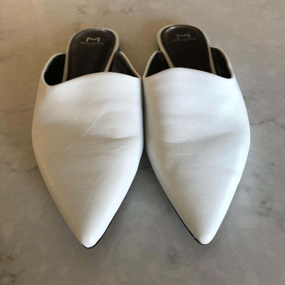 Marc Fisher White Leather Mules | 10
